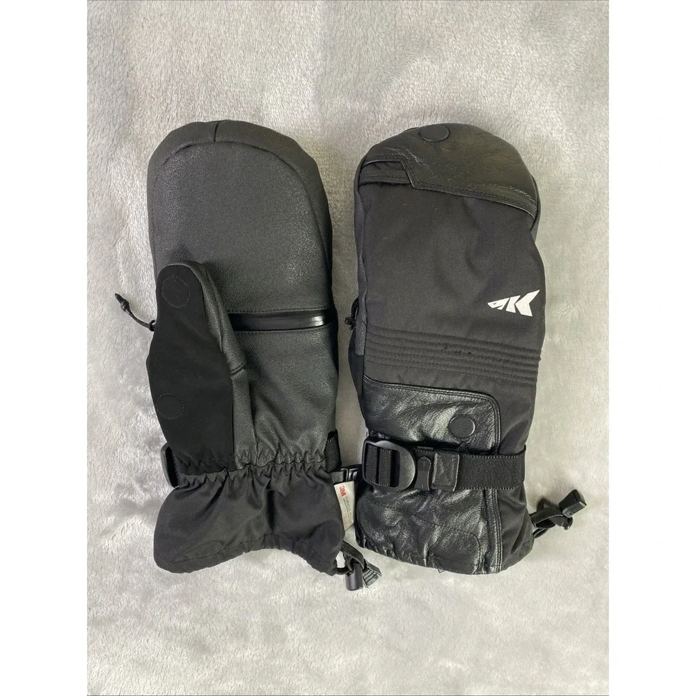 KastKing ThermoGrip Ice Fishing Mittens Mens L Black Leather Fingerless Cold
